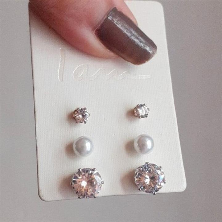 پک گوشواره زنانه گوشواره زنانه جنس استیل گوشواره الماس سواروسکی سوارسکی